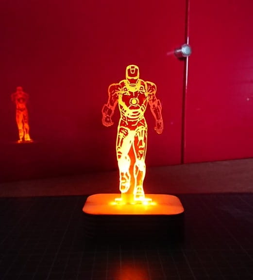 Laser Engraved Iron Man Acrylic LED Lamp