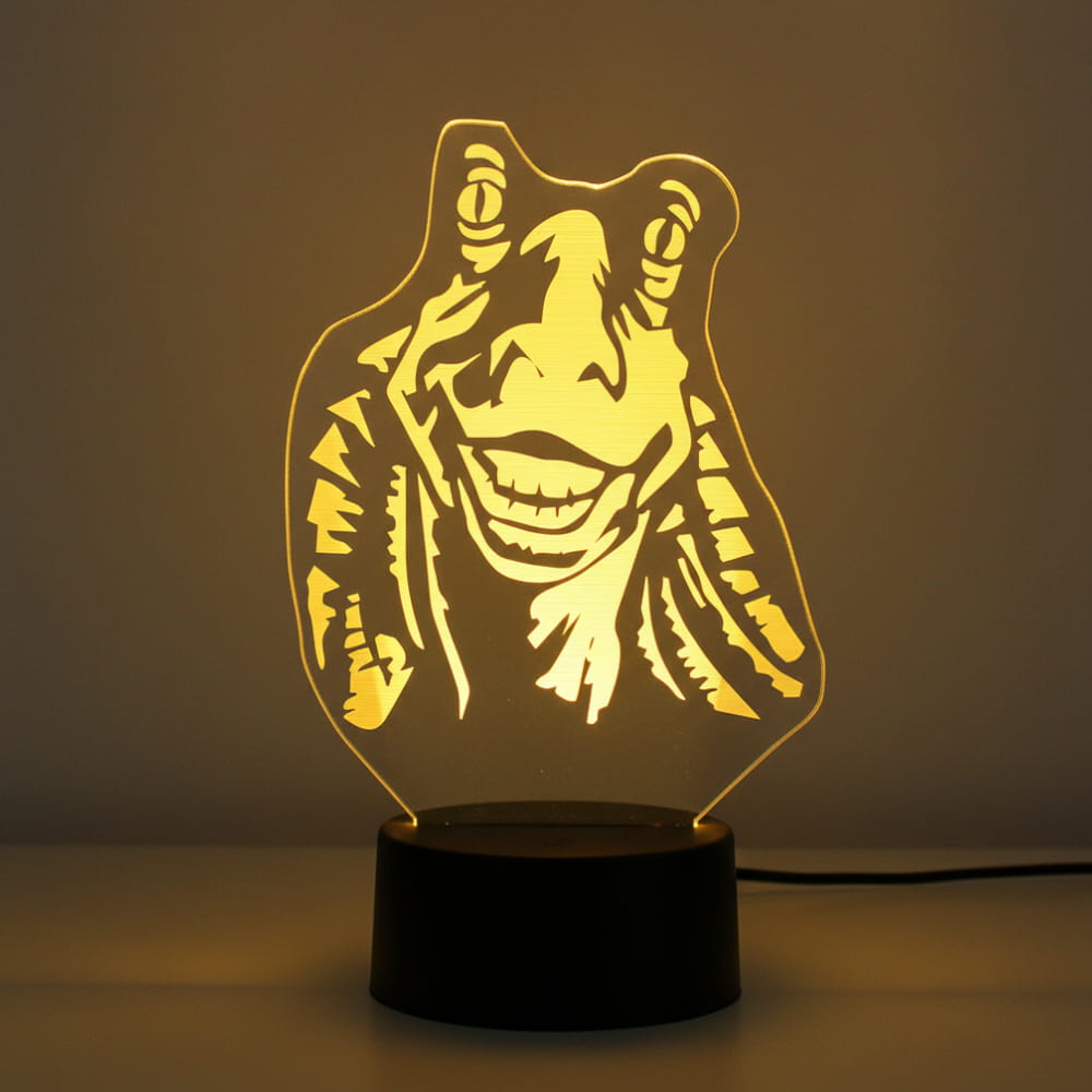 Laser Engraved Star Wars Jar Jar Binks Acrylic LED Lamp