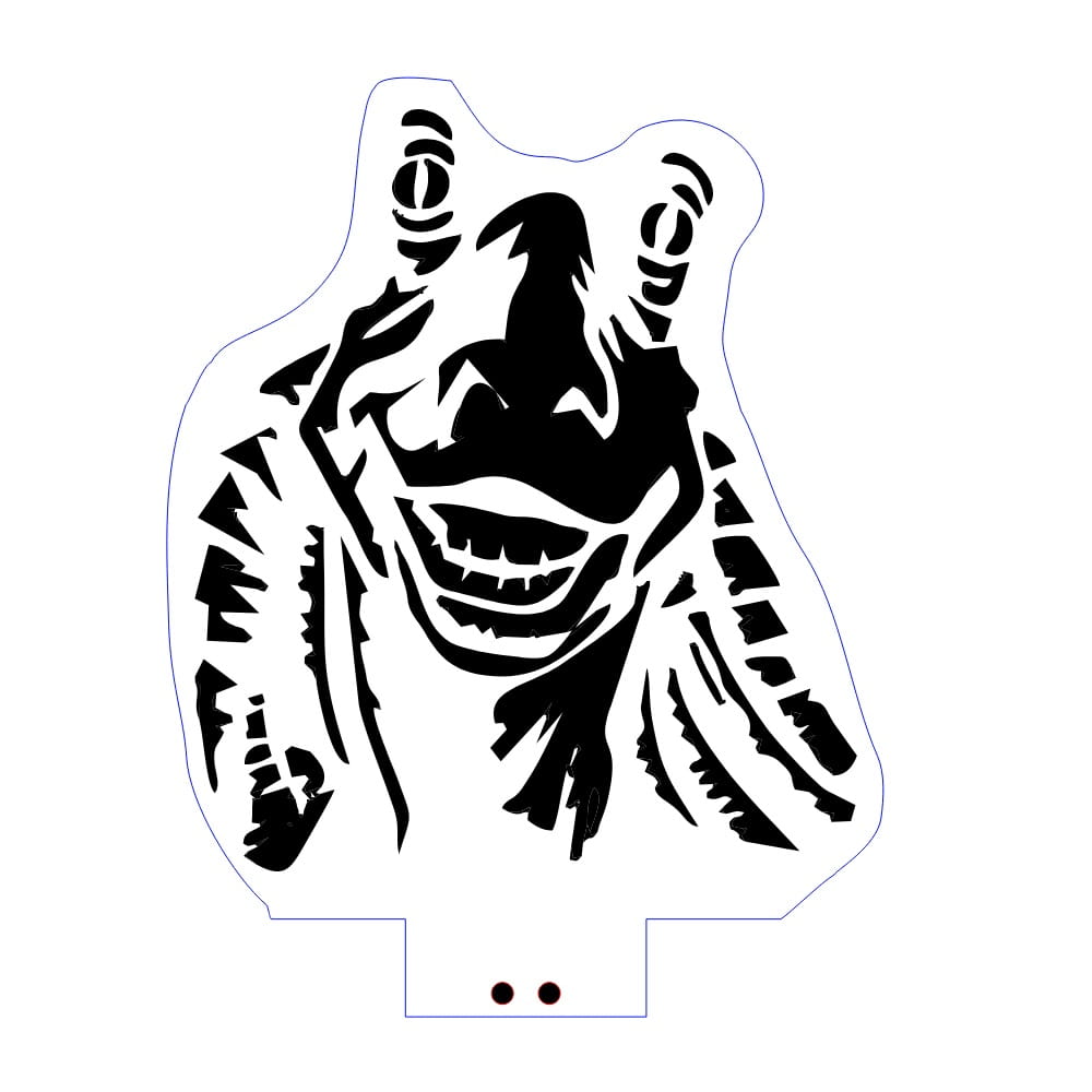 Laser Engraved Star Wars Jar Jar Binks Acrylic LED Lamp