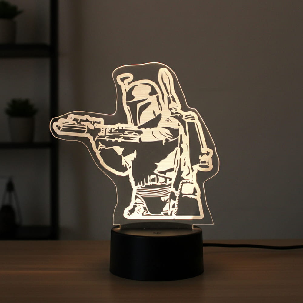 Laser Engraved Star Wars Mandalorian 3D Illusion Lamp