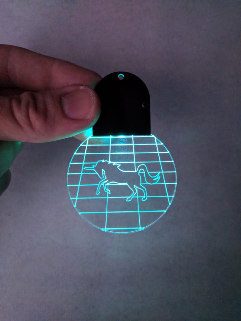 Laser Cut Edge Lit Acrylic Unicorn Pendant