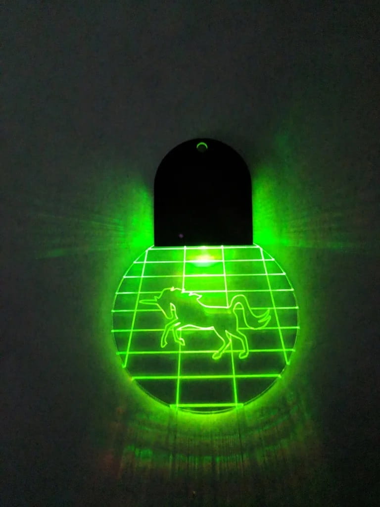 Laser Cut Edge Lit Acrylic Unicorn Pendant