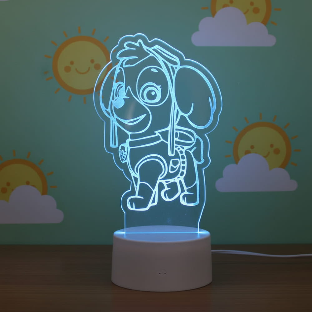 Laser Engraved Acrylic Paw Patrol Skye 3D LED Night Light