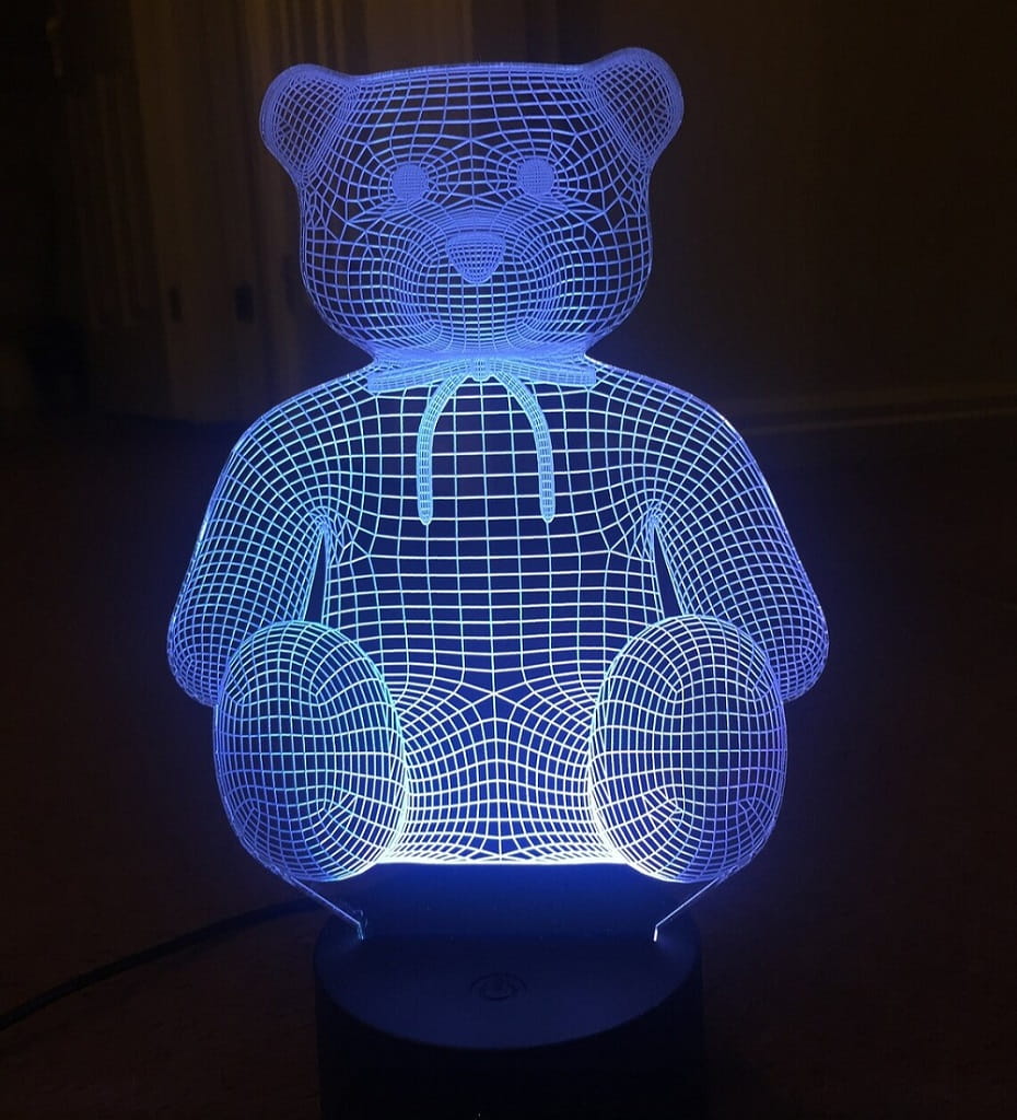 Laser Engraved Teddy Bear 3D Illusion LED Lamp