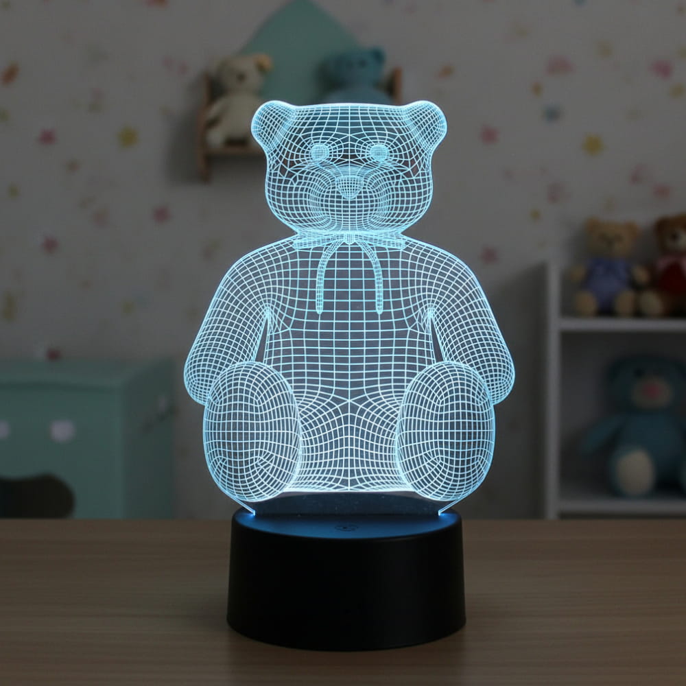 Laser Engraved Teddy Bear 3D Illusion LED Lamp