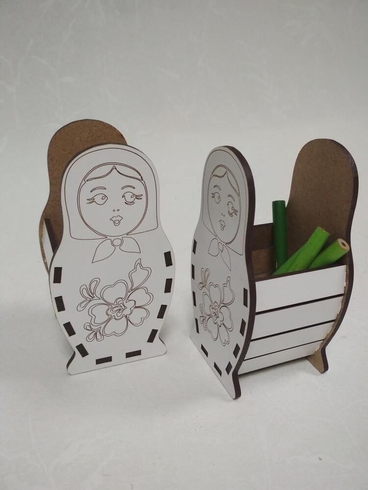 Wood Engraved Matryoshka Doll Pencil Holder Laser Cut File