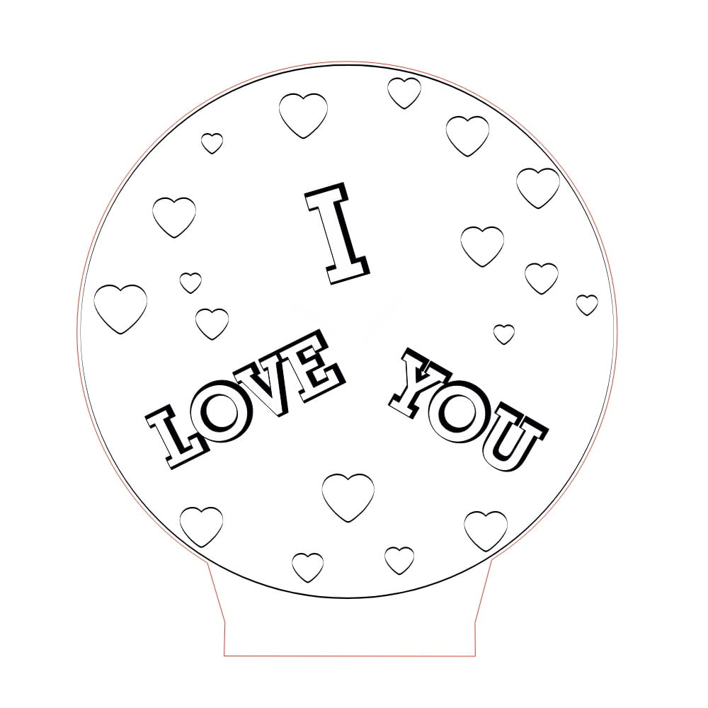 Laser Engraved I Love You 3D Optical Illusion LED Night Light