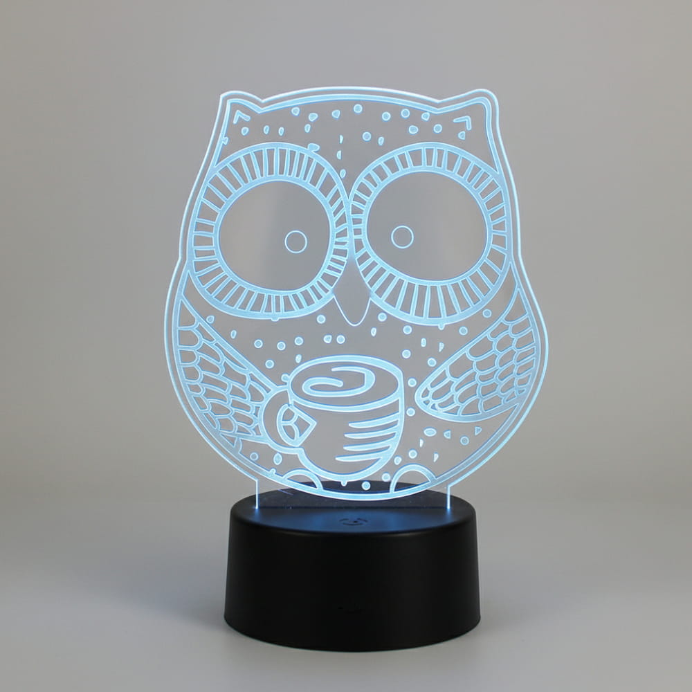 Laser Engraved Owl 3D Illusion Desk Lamp Acrylic Night Light