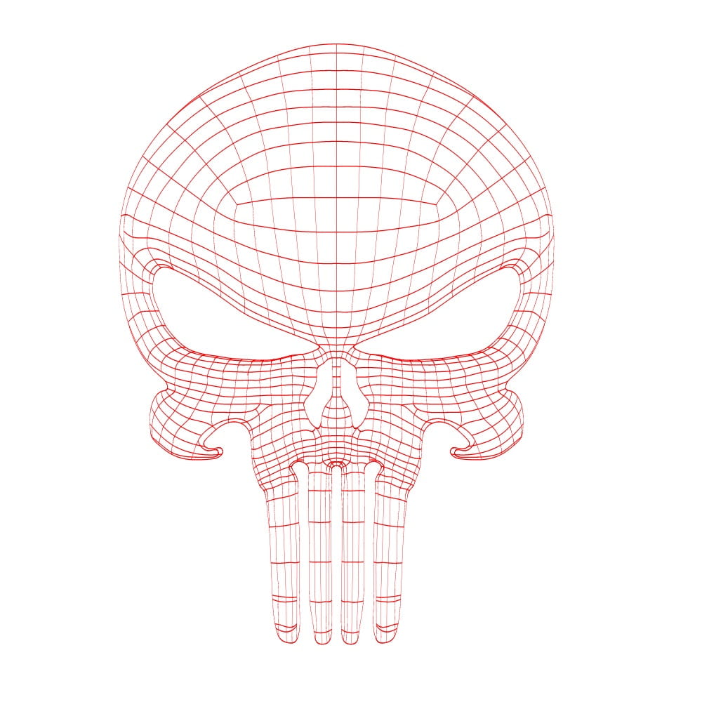 Laser Engraved Punisher Skull 3D LED Illusion Lamp