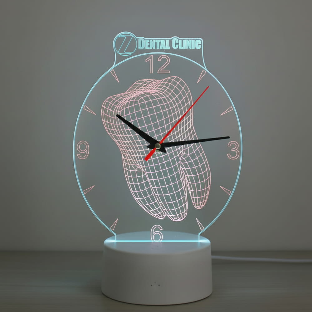 Laser Engraved Custom Dentist Sign Acrylic Lamp and Clock