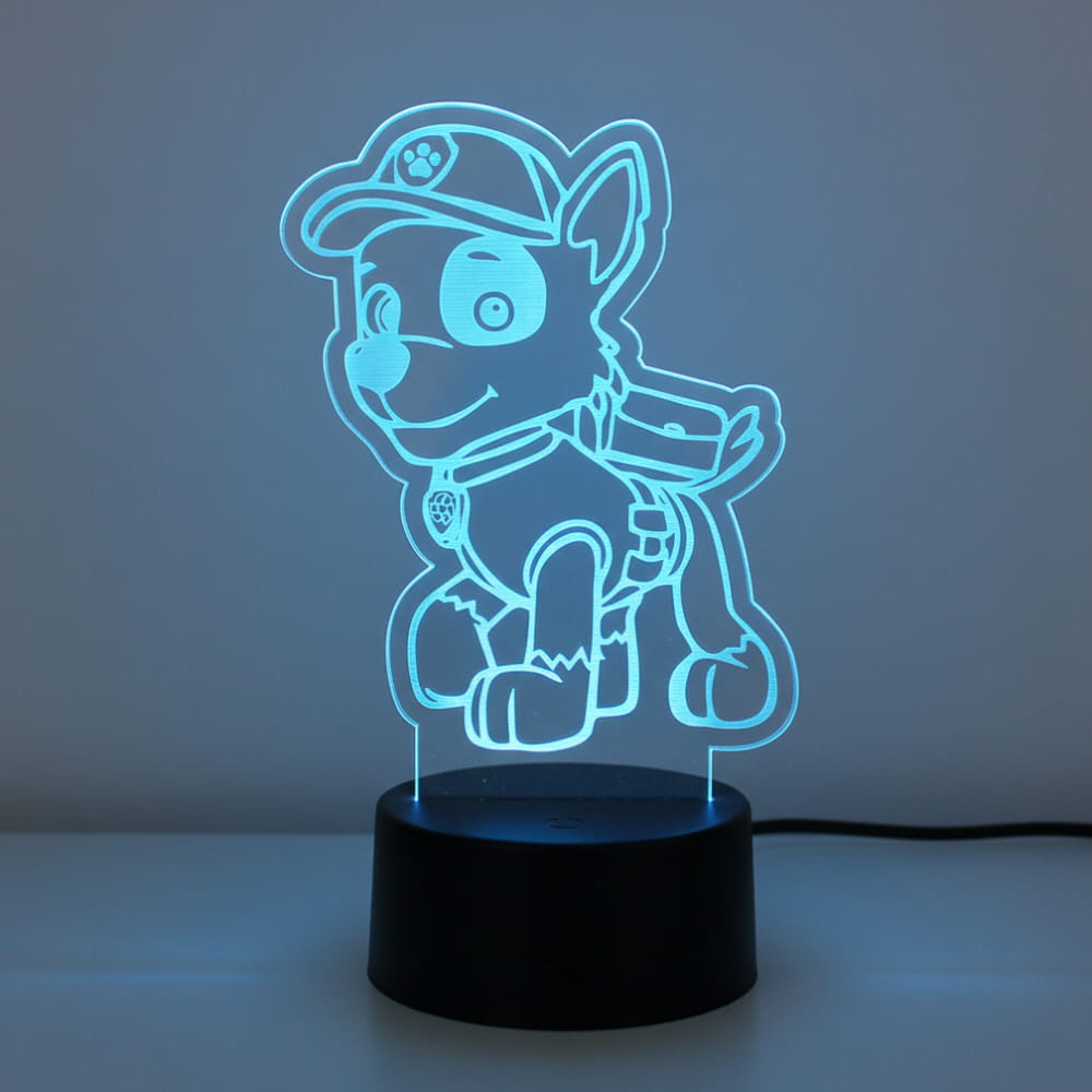 Laser Engraved Paw Patrol Rocky 3D Acrylic Light Lamp
