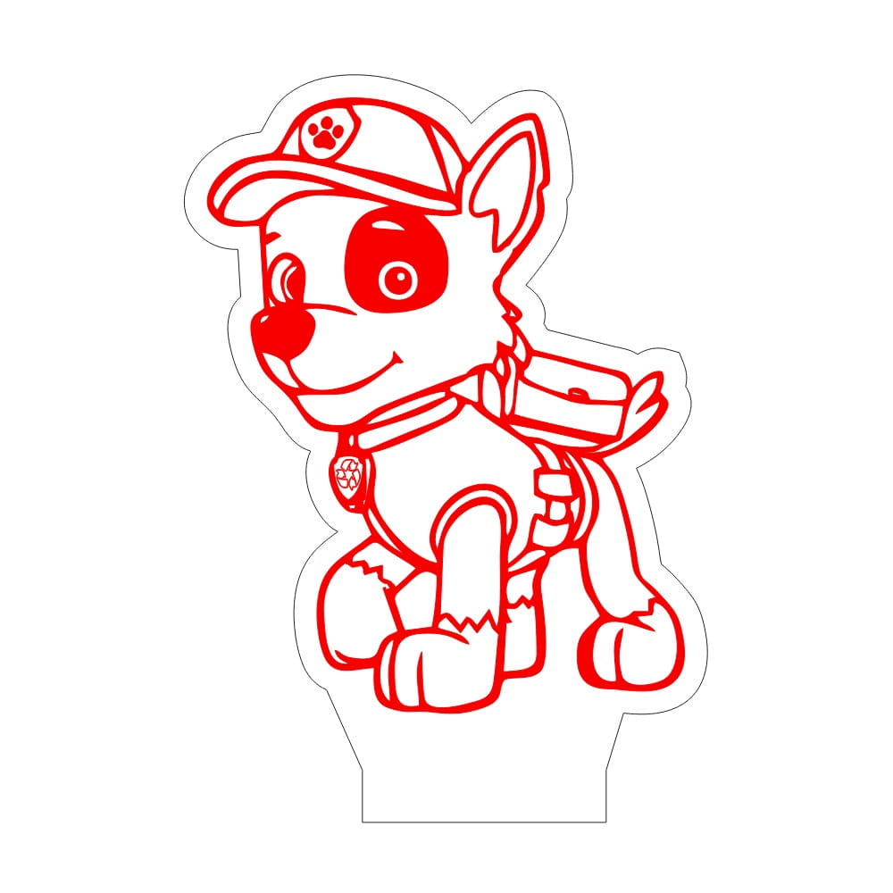 Laser Engraved Paw Patrol Rocky 3D Acrylic Light Lamp