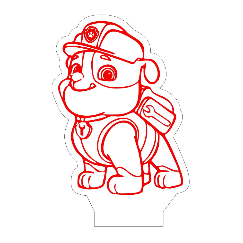 Laser Engraved Paw Patrol Rubble 3D Acrylic LED Night Light