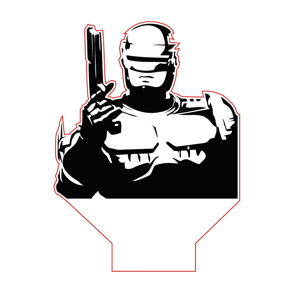 Laser Engraved RoboCop 3D Optical Illusion Lamp