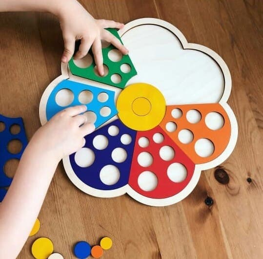 Laser Cut Wooden Seven Flower Sorter Toy