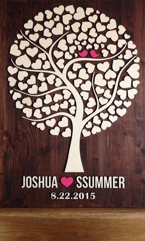 Laser Cut Wooden Tree of Hearts Wedding Guest Book CDR File Free ...