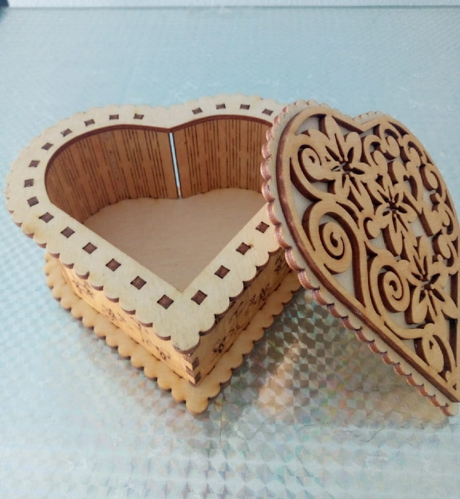 Laser Cut Wooden Heart Shaped Gift Box