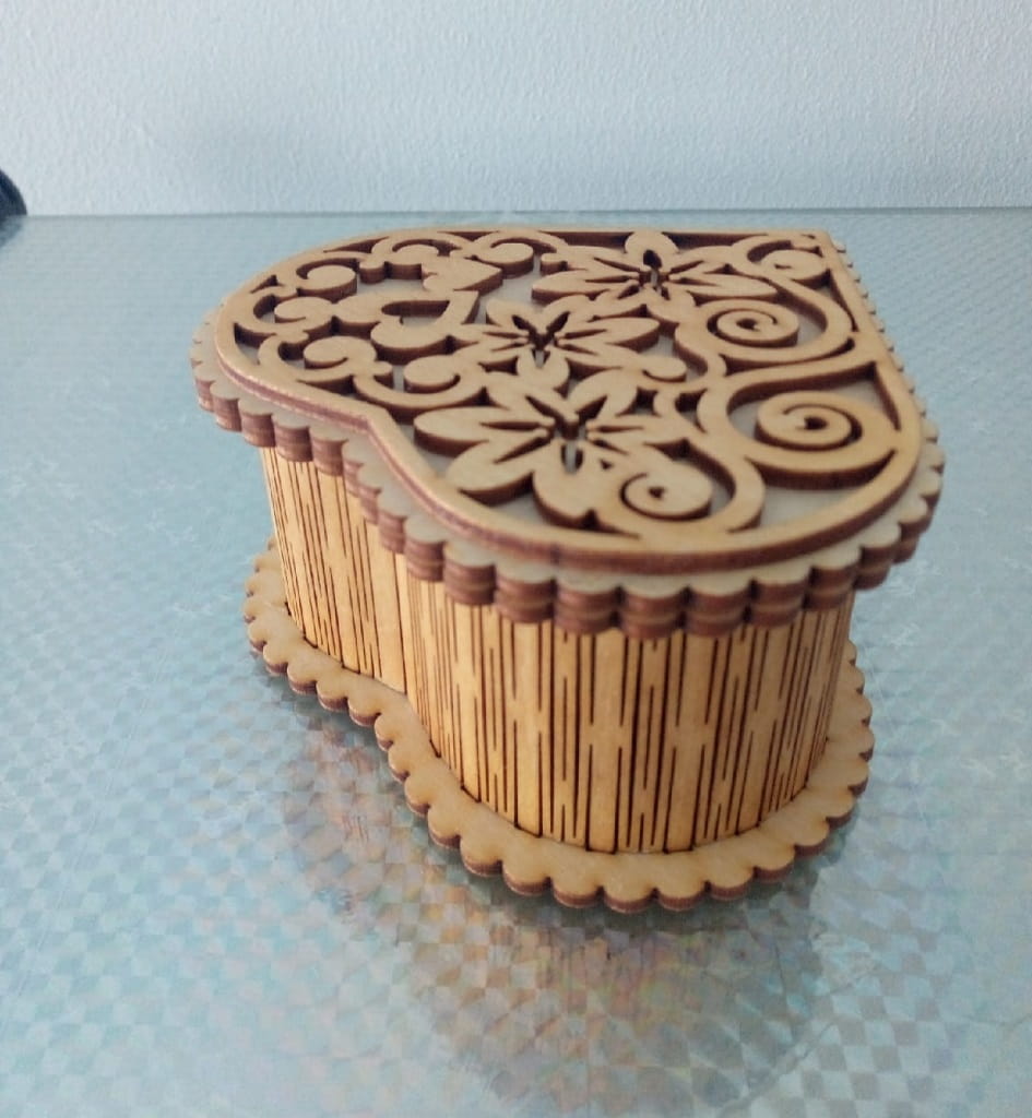 Laser Cut Wooden Heart Shaped Gift Box