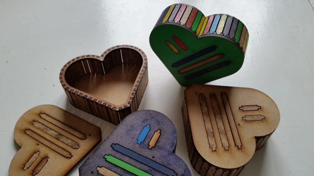 Laser Cut Wooden Heart Box