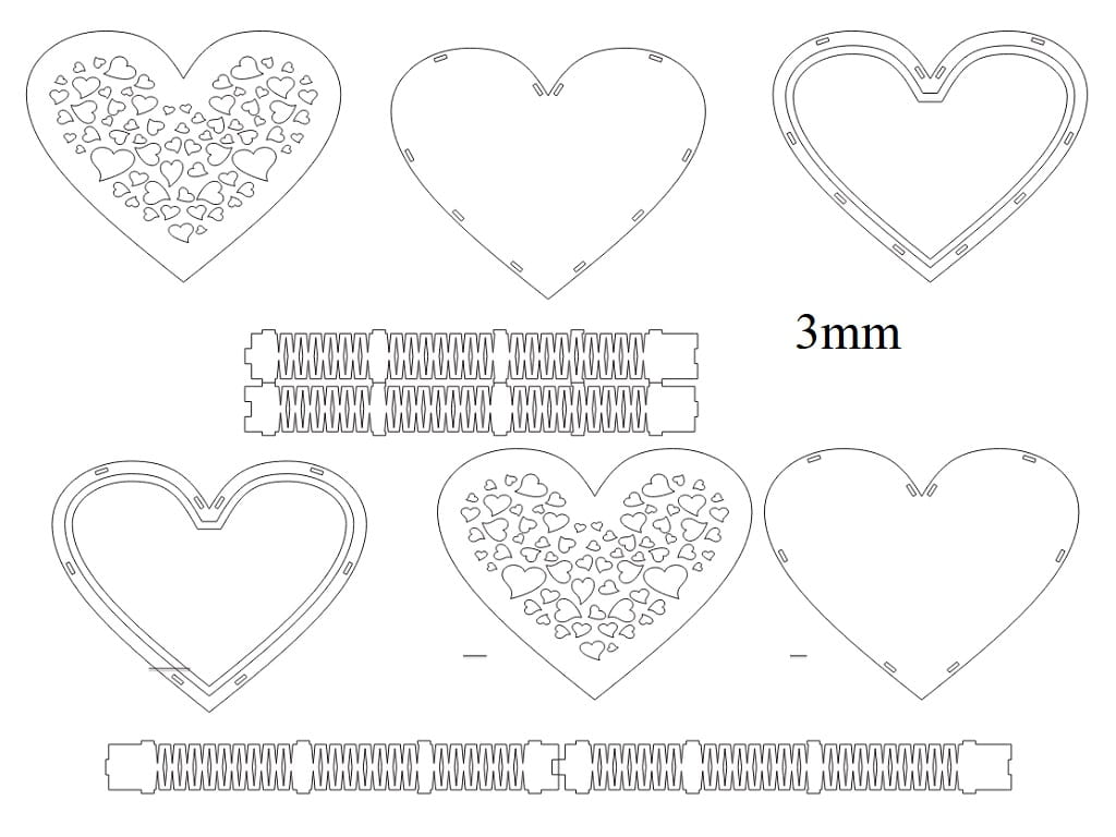 Laser Cut Heart Shaped Wooden Gift Box for Valentines Day