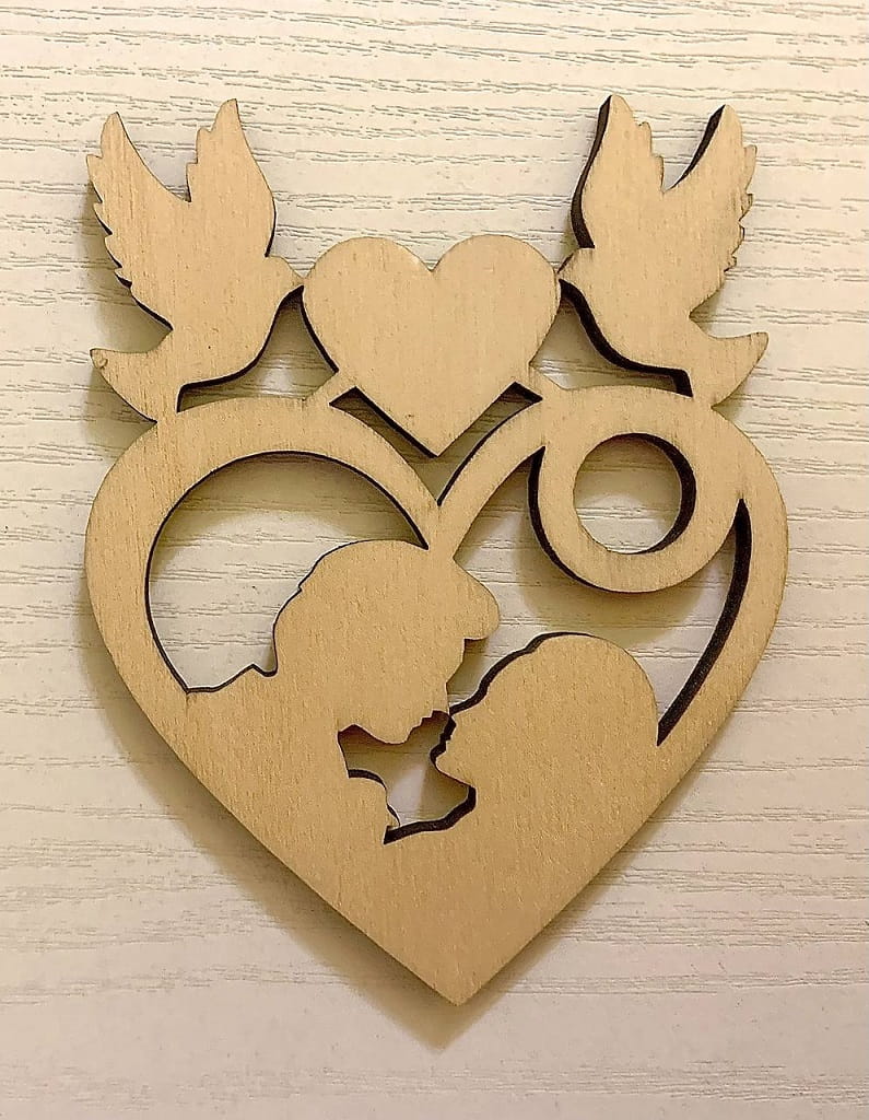 Laser Cut Couple Doves Wood Art Romantic Valentine Day Gift