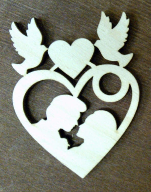 Laser Cut Couple Doves Wood Art Romantic Valentine Day Gift