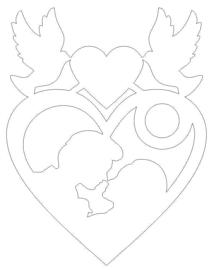 Laser Cut Couple Doves Wood Art Romantic Valentine Day Gift