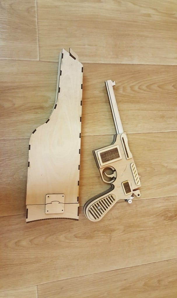 Laser Cut Mauser C96 Pistol with Holster 3D Puzzle Model Kit