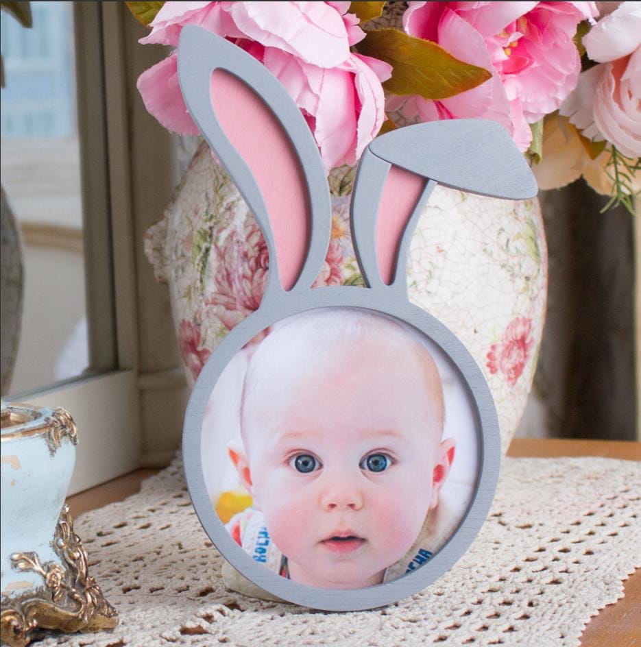 Laser Cut Bunny Ears Baby Photo Frame