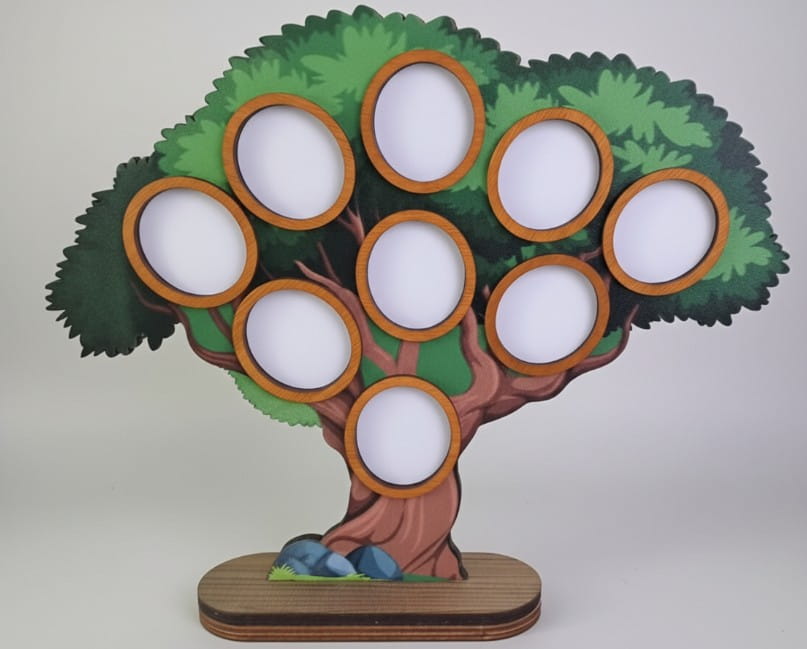 Tree Shaped Photo Display Stand Laser Cut Student or Family Tree Decor