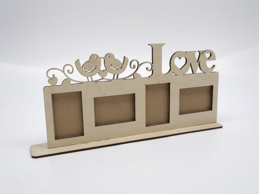 Laser Cut Wooden Love Photo Frame Stand Decorative Tabletop Display