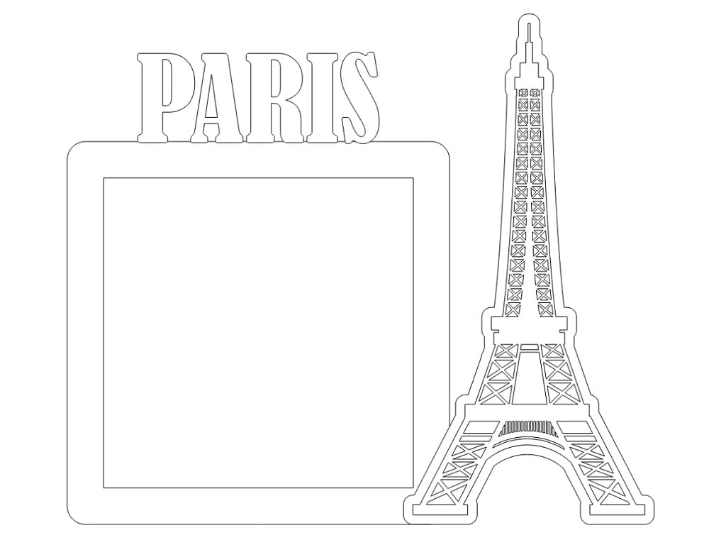 Paris Wooden Photo Frame Laser Cut Eiffel Tower Design