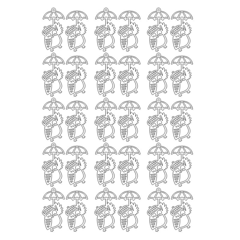Owl Keychain with Umbrella Laser Cut Wooden Keyring