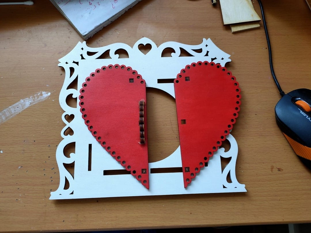 Opening Heart Photo Frame Laser Cut Wooden Love Gift