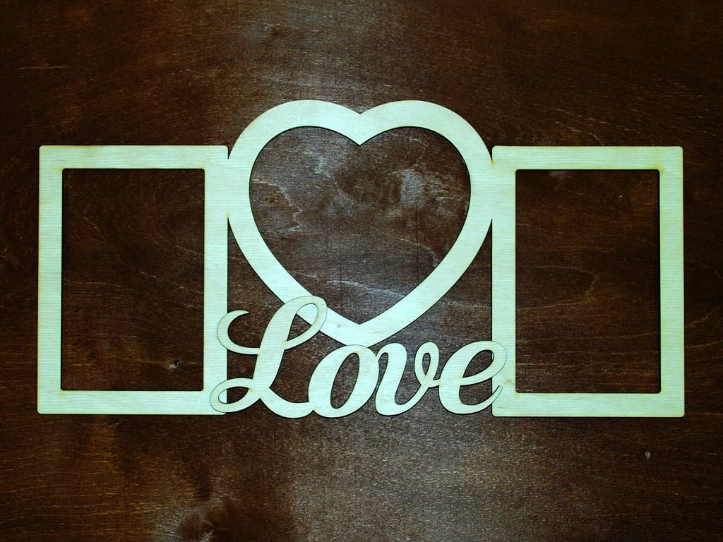 Love Photo Frame Collage Laser Cut Wooden Heart Collage Decor