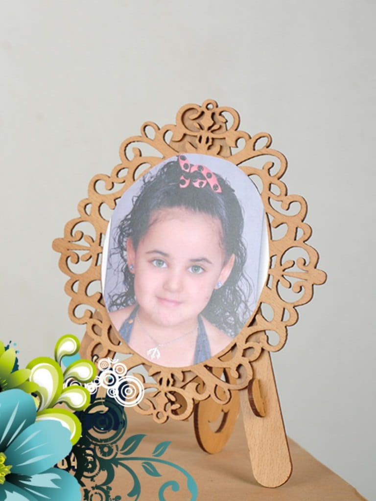 Ornate Photo Frame Laser Cut Tabletop Easel Stand Frame