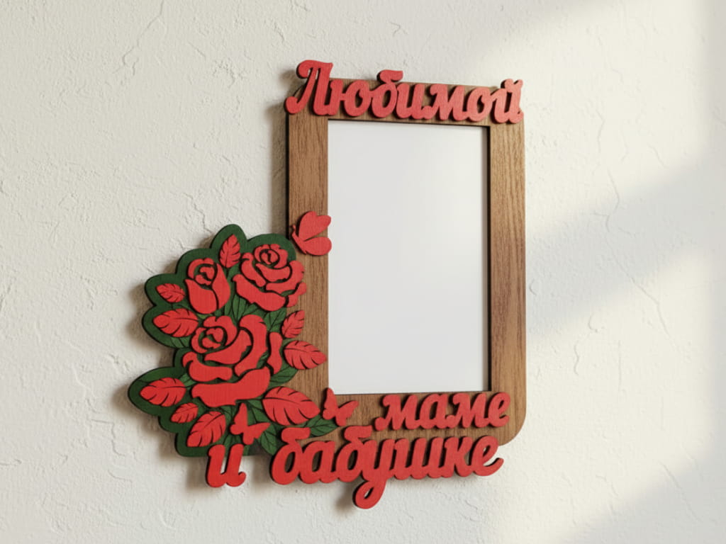 Laser Cut Floral Wooden Photo Frame | Gift for Mom and Grandma