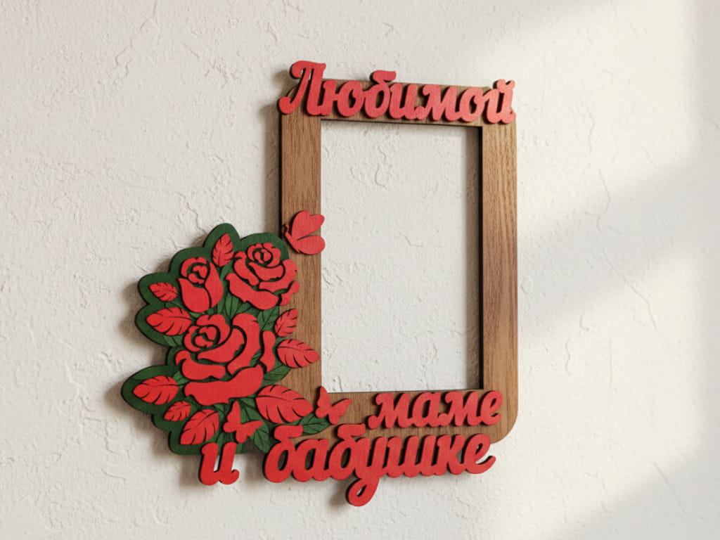 Laser Cut Floral Wooden Photo Frame | Gift for Mom and Grandma
