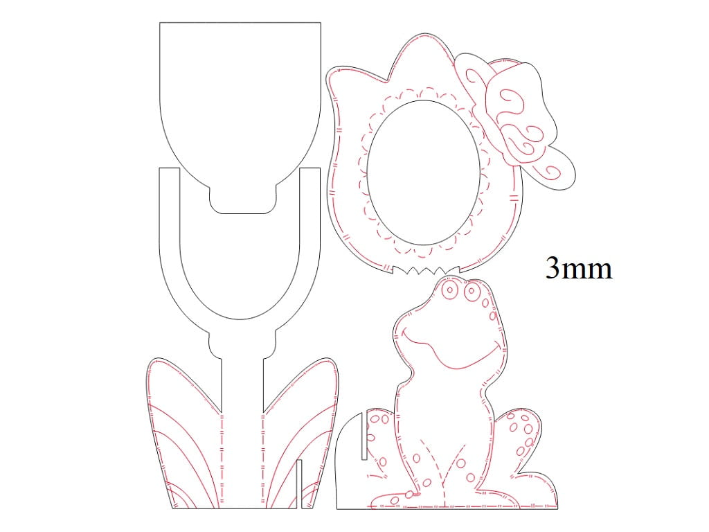 Laser Cut Flower and Frog Wooden Photo Frame | Kids Room Decor