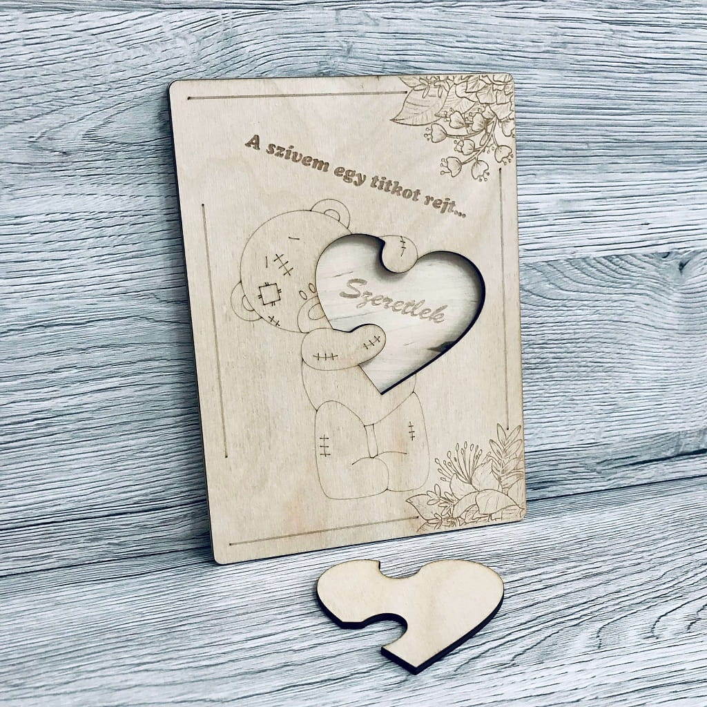 Laser Cut Notebook with Teddy Bear and Heart | Custom Name Journal