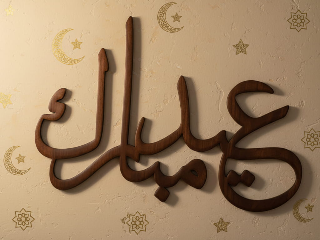 Laser Cut Eid Mubarak Calligraphy Wall Decoration