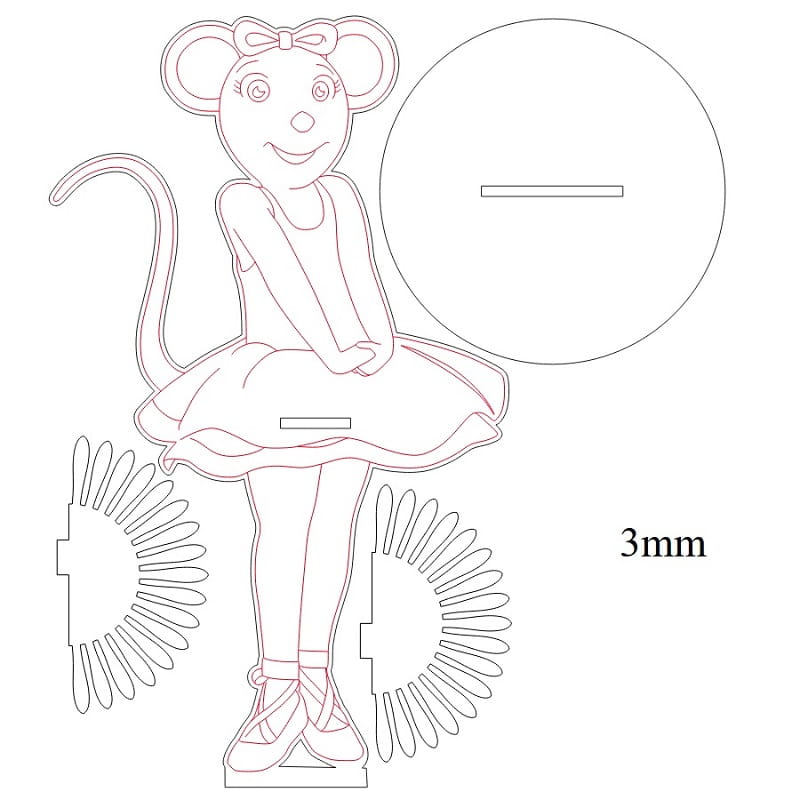 Laser Cut Ballerina Mouse Napkin Holder | Kids Table Decor