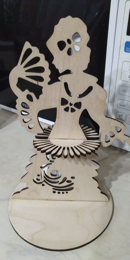 Laser Cut Lady with Fan Napkin Holder | Wooden Table Decor