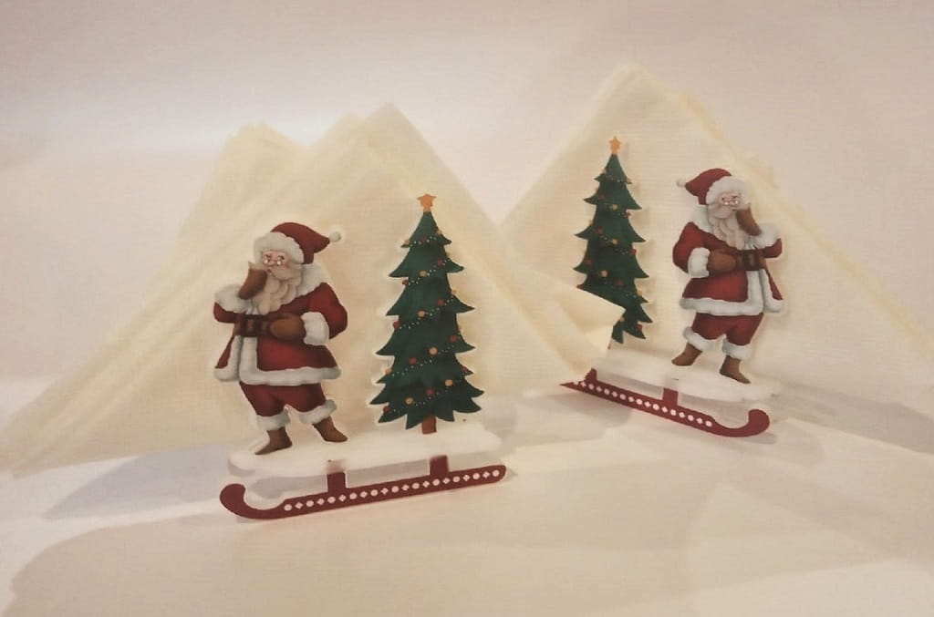 Laser Cut Christmas Napkin Holder | Santa and Tree Holiday Table Decor