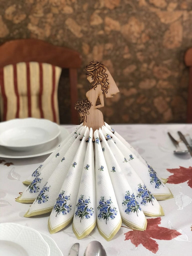 Laser Cut Bride Napkin Holder | Wedding Table Decoration
