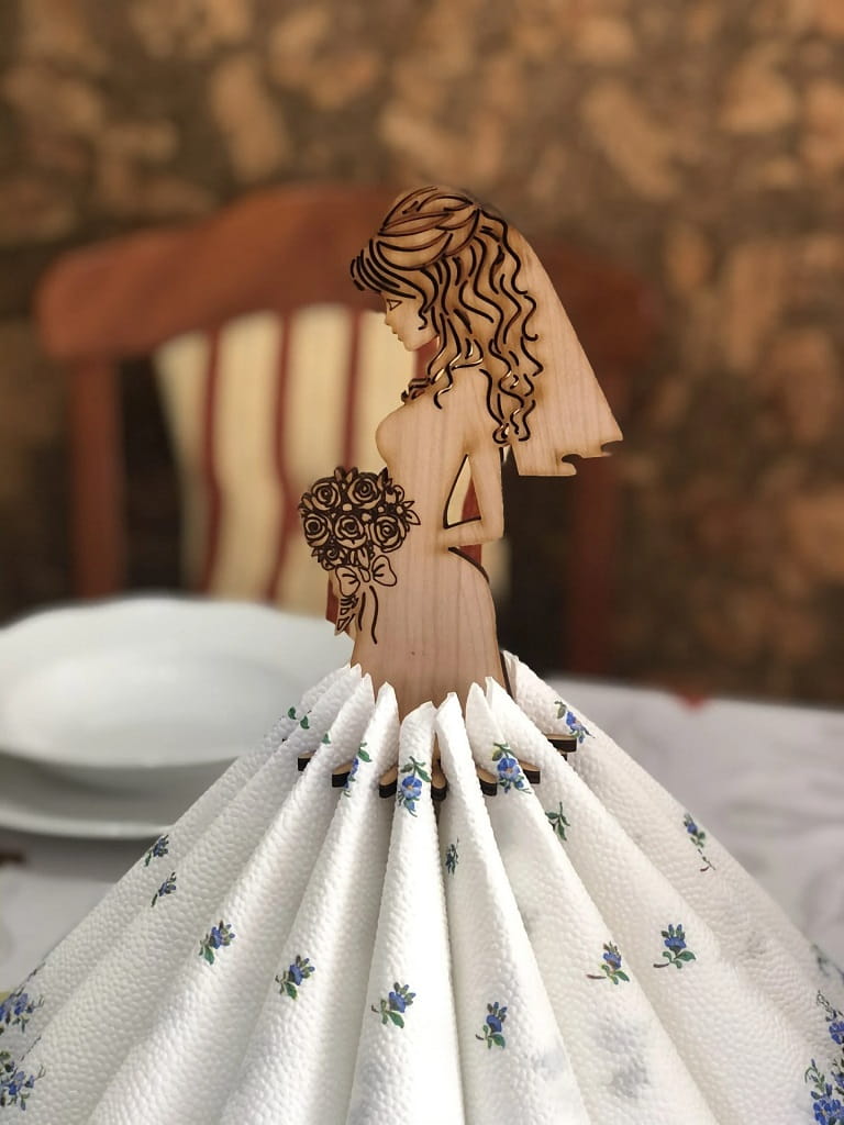 Laser Cut Bride Napkin Holder | Wedding Table Decoration