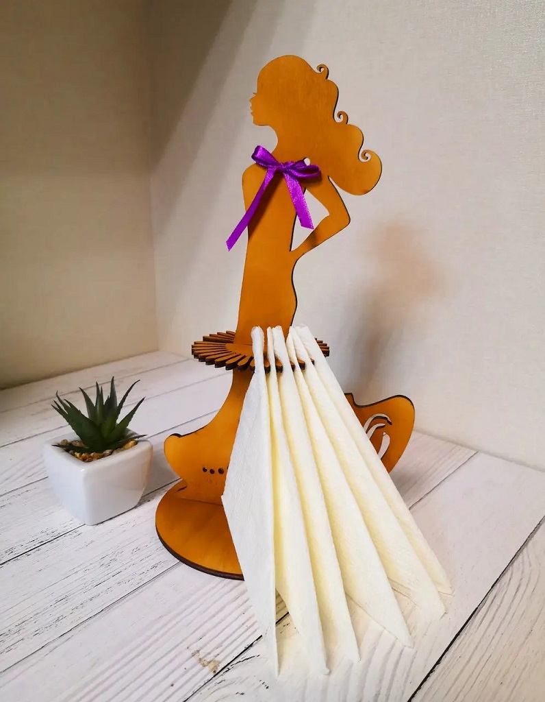 Laser Cut Lady Napkin Holder for Elegant Dining