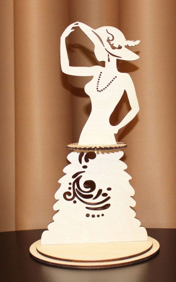 Laser Cut Lady in a Hat Napkin Holder | Wooden Fashion Table Decor