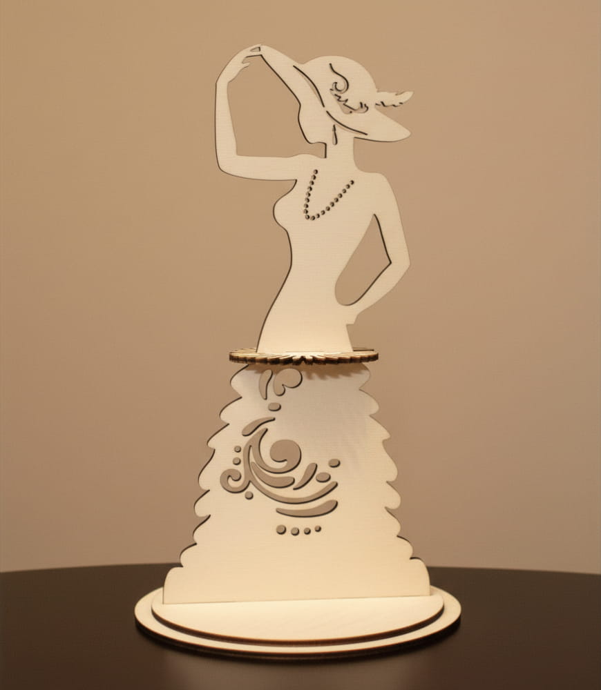 Laser Cut Lady in a Hat Napkin Holder | Wooden Fashion Table Decor