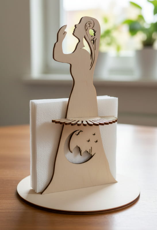 Laser Cut Prayer Woman Napkin Holder | Ramadan and Eid Table Decor